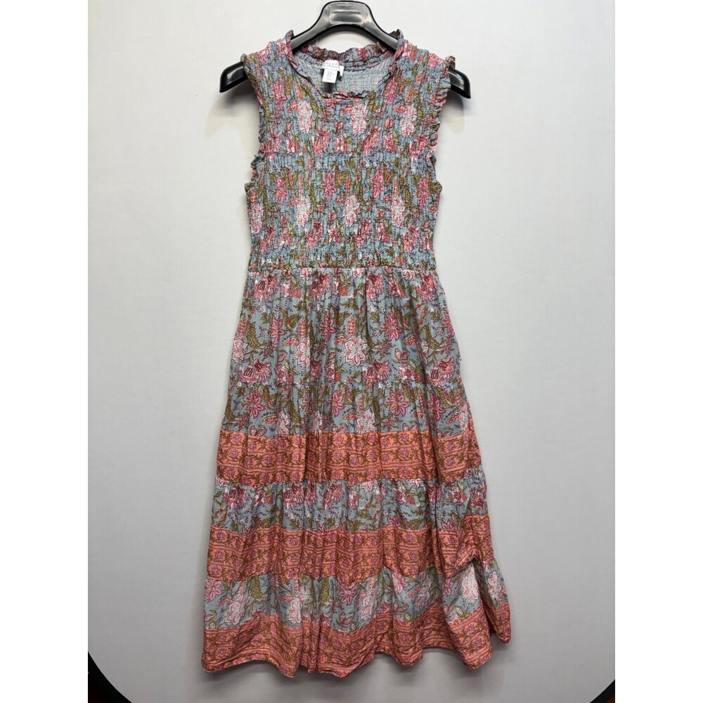 Calypso St. Barth Women Tiered Midi Dress Size XL X-Large Floral Boho C113 -16